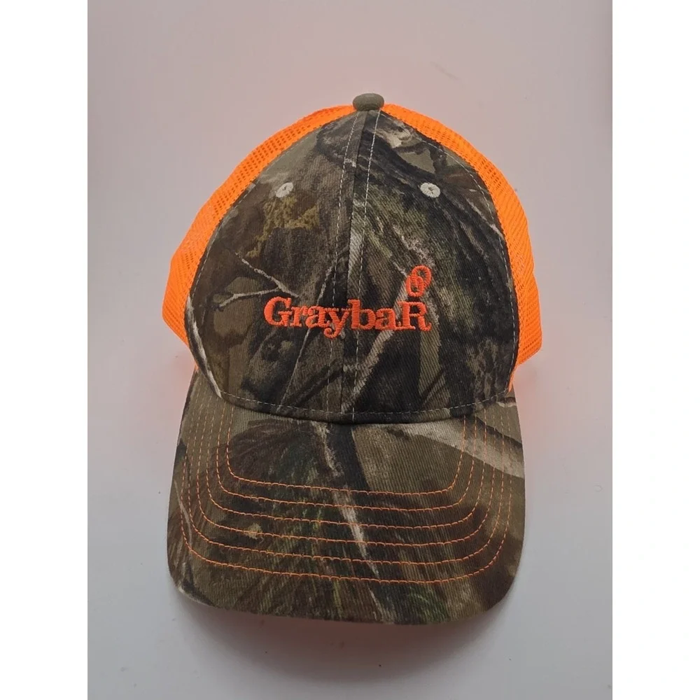 GraybaR Realtree Camo Blaze Orange Mesh Trucker Hunting Hat Cap OSFA